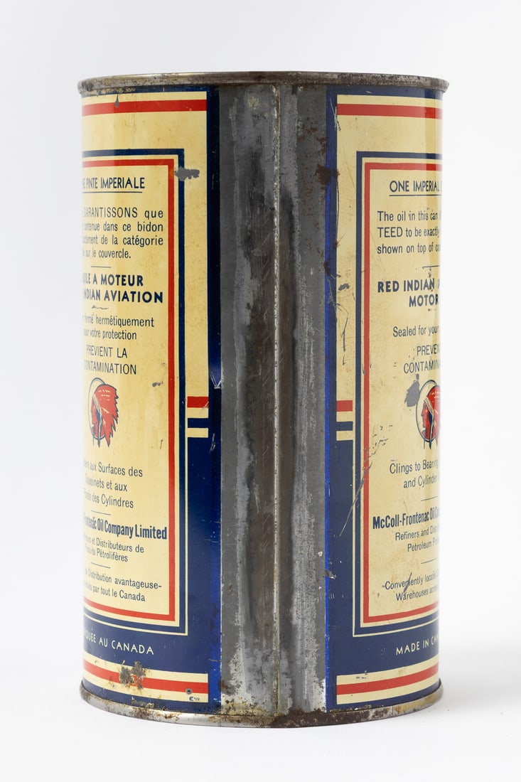 Red Indian Aviation Motor Oil Imperial Quart Can - 4