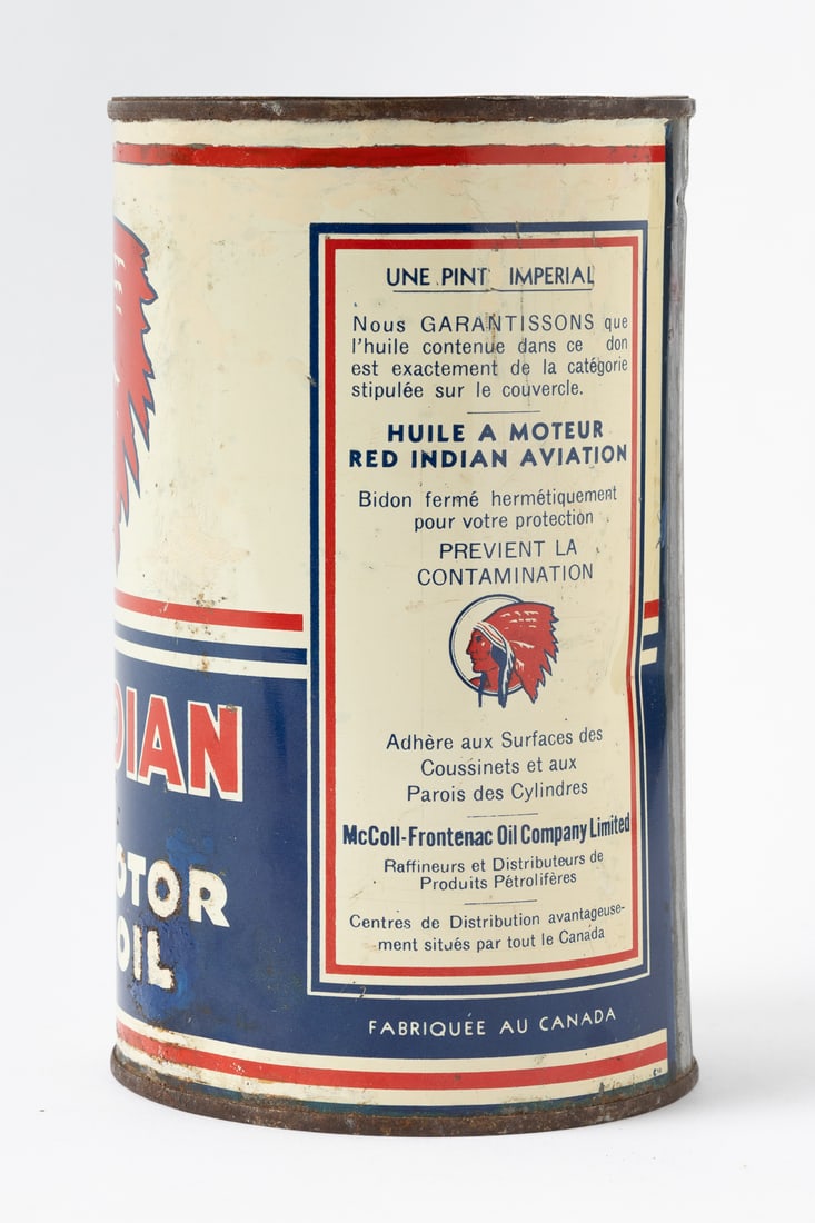 Red Indian Aviation Motor Oil Imperial Quart Can - 3