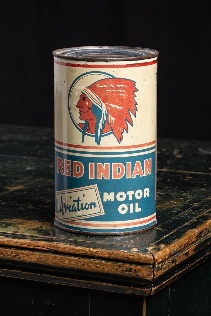 Red Indian Aviation Motor Oil Imperial Quart Can - 2