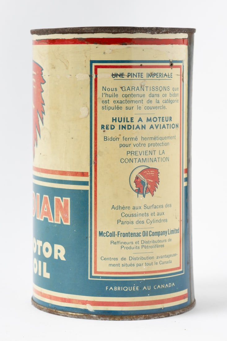 Red Indian Aviation Motor Oil Imperial Quart Can - 3
