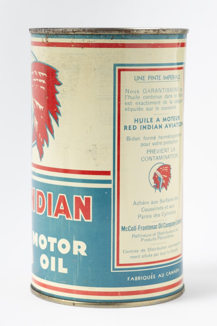 Red Indian Aviation Motor Oil Imperial Quart Can - 3