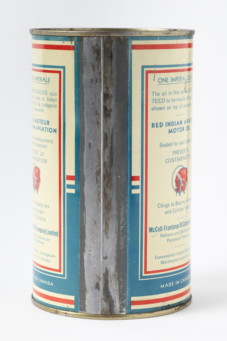 Red Indian Aviation Motor Oil Imperial Quart Can - 4