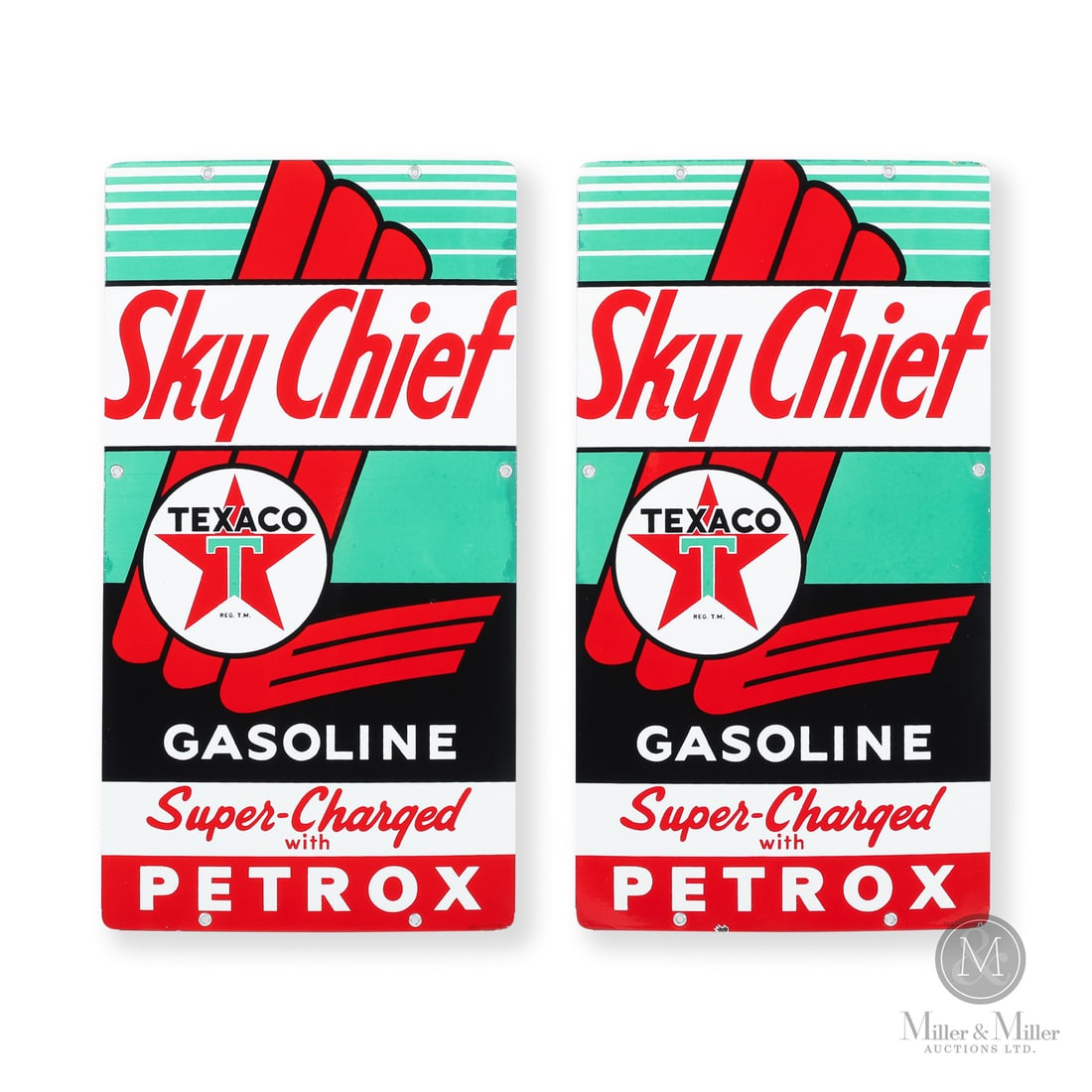 Texaco Sky Chief "Super-Charged With Petrox" Pump Sign Set (1 of 12)
