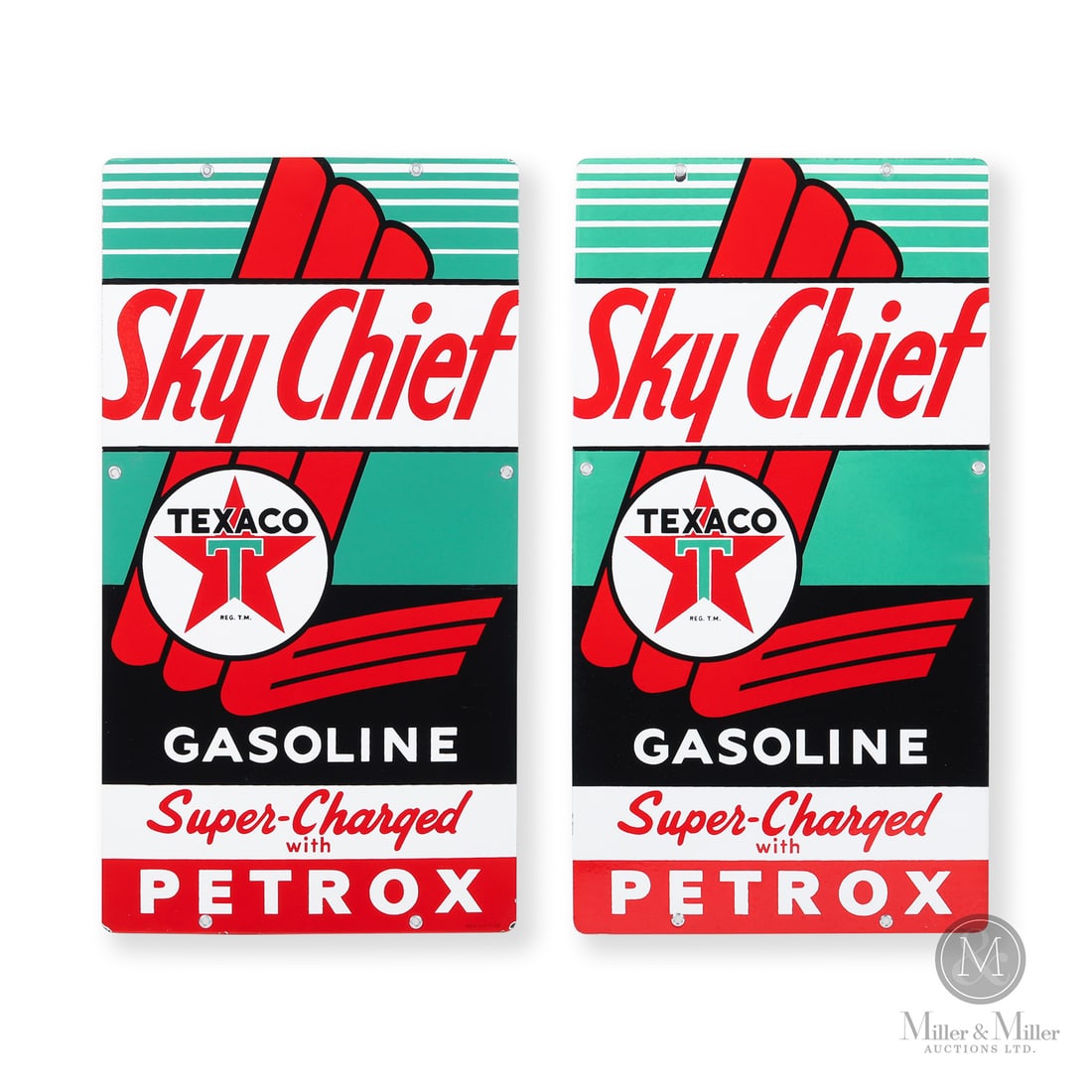 Texaco Sky Chief "Super-Charged With Petrox" Pump Sign Set (1 of 12)