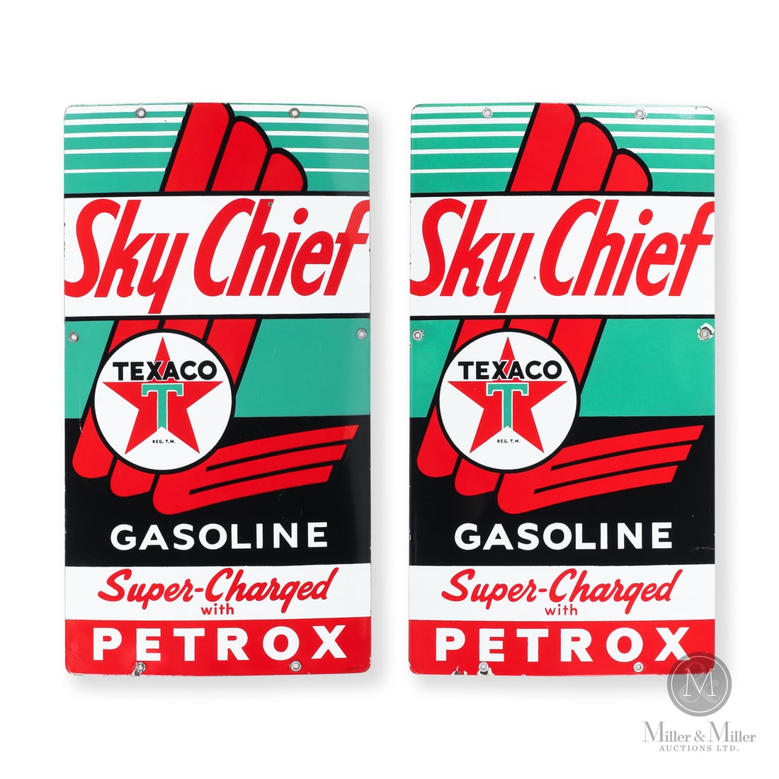 Texaco Sky Chief "Super-Charged With Petrox" Pump Sign Set (1 of 11)