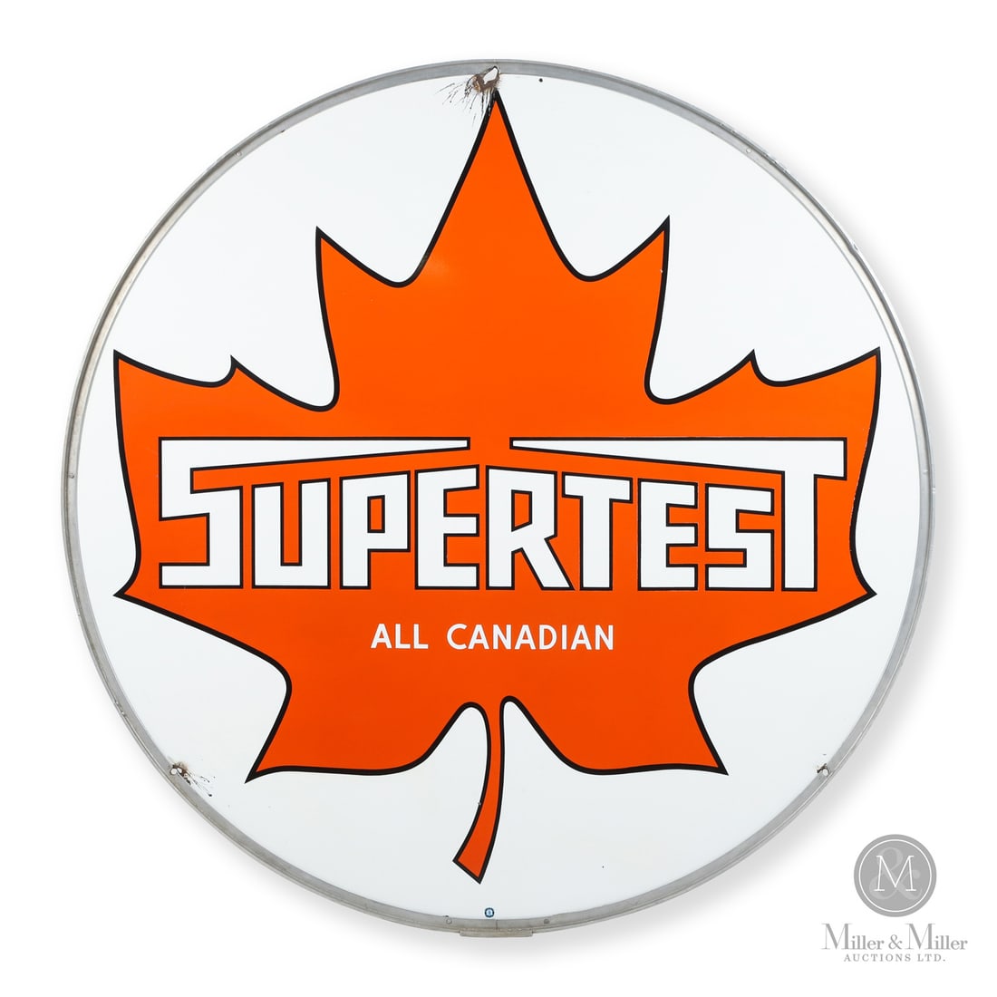 Supertest 6' Service Station Sign: Late 1940s-1950s. Double-sided porcelain (DSP). Supertest Petroleum was founded in London, Ontario, in 1923 by J. Gordon Thompson and James D. Good. The Supertest name was chosen because it conveyed