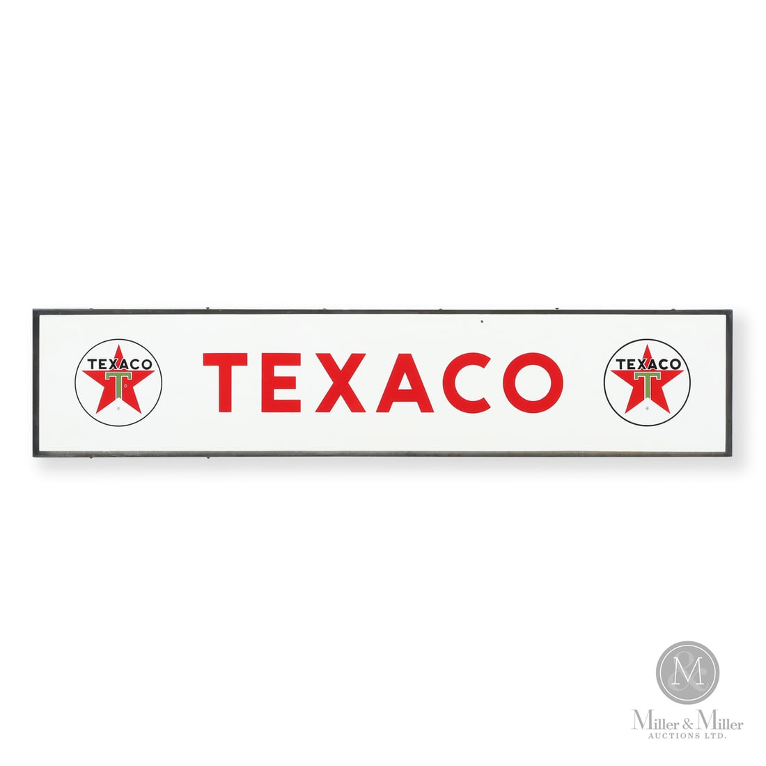 Texaco 6' Service Station Sign: 1950s. Single-sided porcelain (SSP). Texaco archives, showing the evolution of the Texaco logos, date this sign based on the registered trademark symbol. In 1959, Texaco transitioned to the modern Cir
