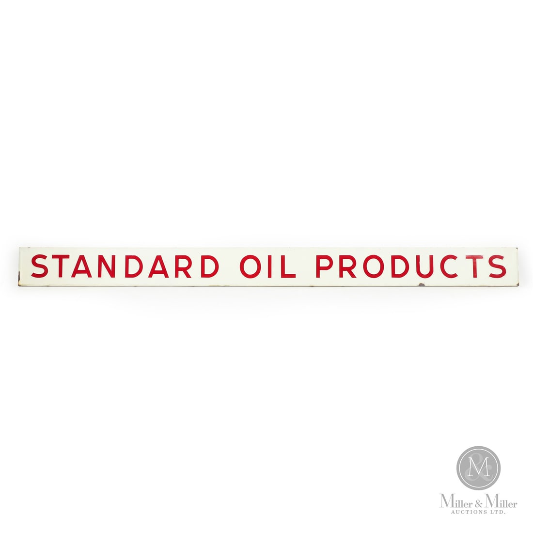 Standard Oil Products Bulk Distributor Sign: Early-mid 1930s. Single-sided porcelain (SSP). Embossed. This is a large-sized, embossed sign, with a white background (which indicates this sign would have likely been reserved for Standard Oil bulk