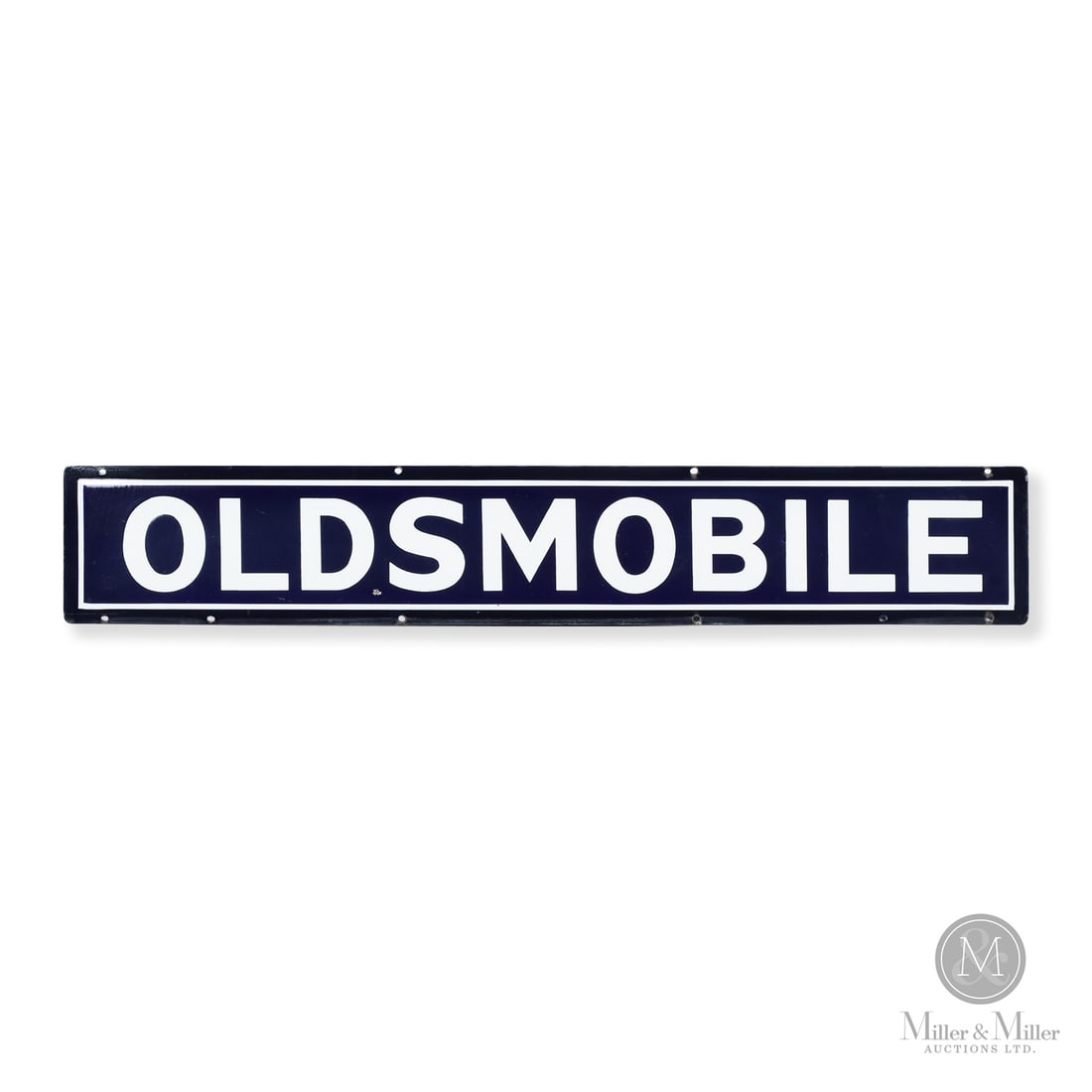 General Motors Oldsmobile "Plank" Sign: 1923 - 1942. Double-sided porcelain (DSP). These "plank" signs are from a modular dealership hanging system developed by General Motors. Before the modern era of exclusive single-brand showrooms, many