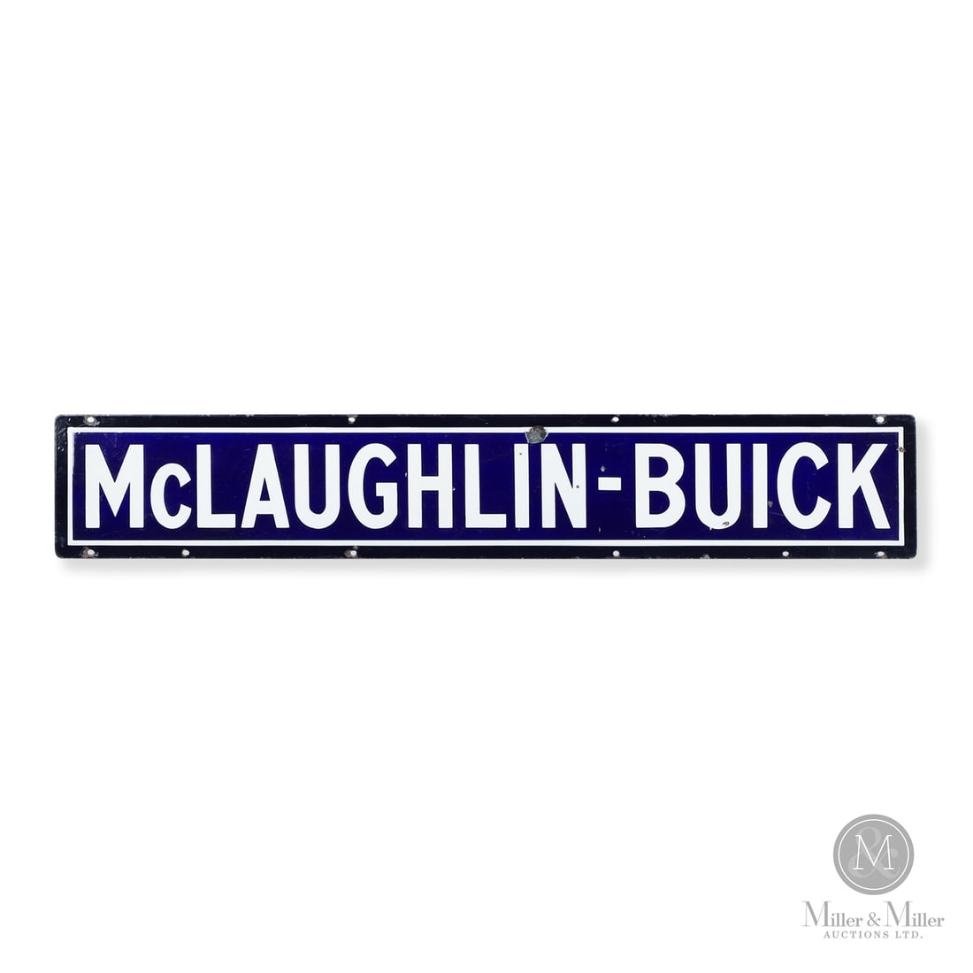 General Motors McLaughlin-Buick "Plank" Sign: 1923 - 1942. Double-sided porcelain (DSP). These "plank" signs are from a modular dealership hanging system developed by General Motors. Before the modern era of exclusive single-brand showrooms, many