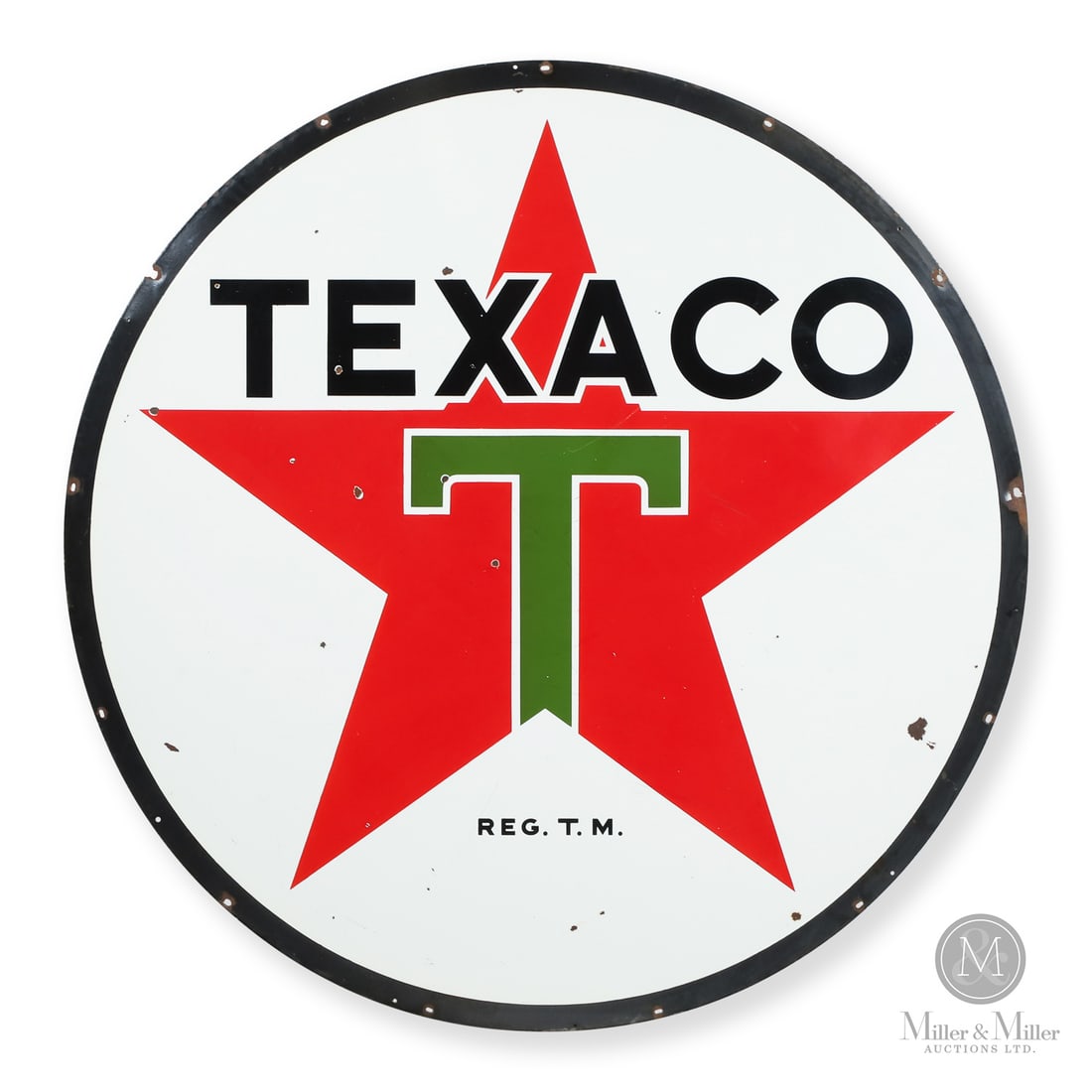 Texaco 5’ Service Station Sign: 1946-1959. Double-sided porcelain (DSP). Five-foot Texaco dealer signs were the common size produced for the Canadian market (six-foot signs were standard for the U.S. market). The production dates ar