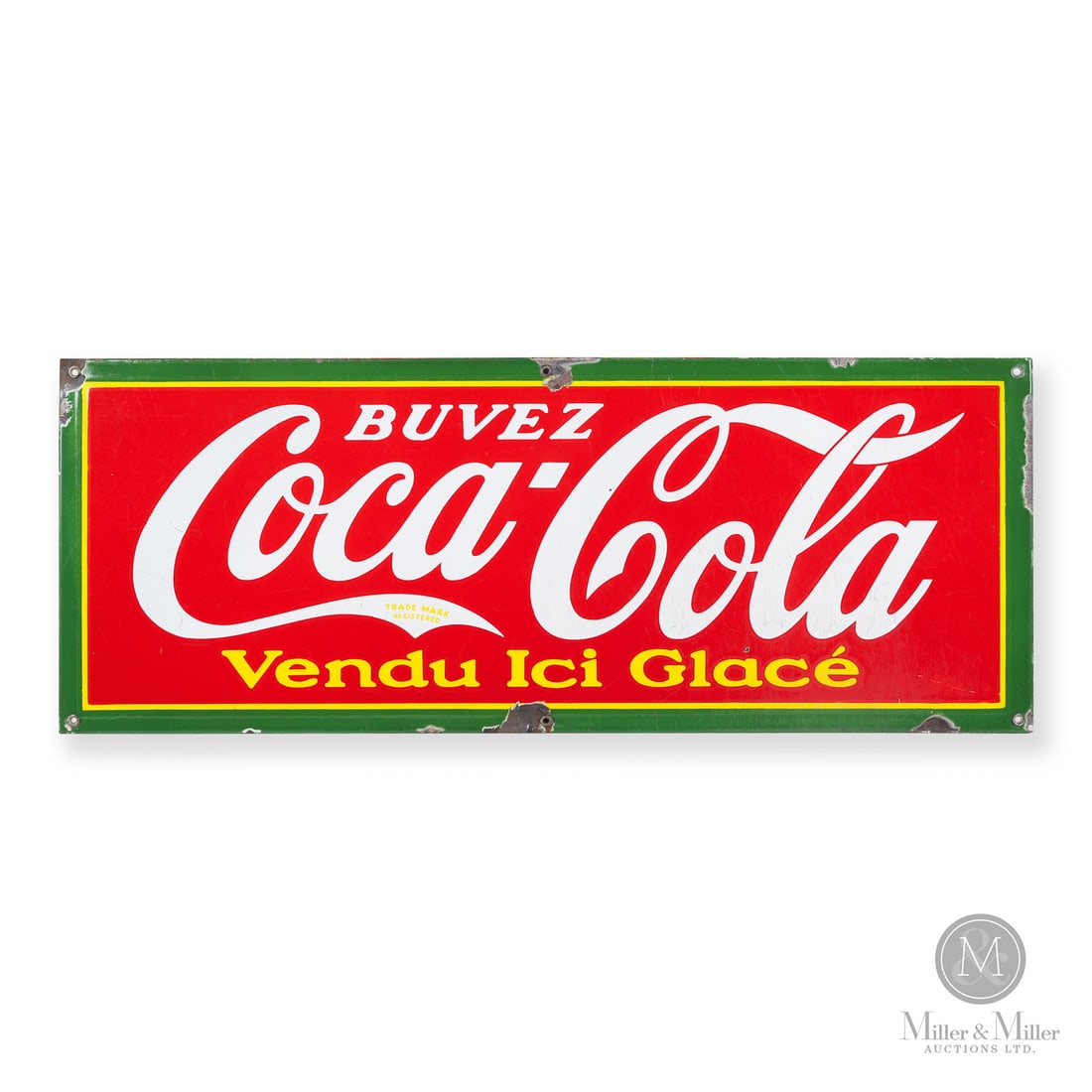 Coca-Cola Vendu Ici Glace Door Kick Sign (1 of 7)