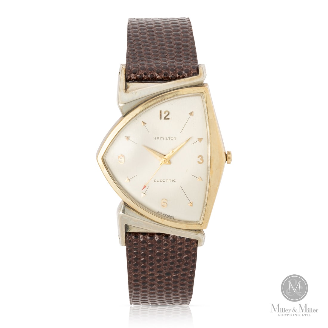 Hamilton, Ventura Electric: American. Gold-filled. The Hamilton Ventura remains an icon of mid-century American design, celebrated as the world's first battery-powered watch upon its release in 1957. This iteration features a re