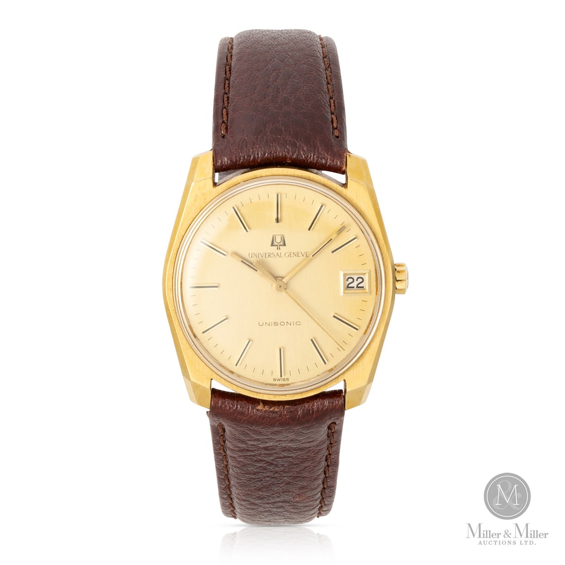 Universal Genève, 18K Unisonic: Swiss. 18K yellow gold. The Universal Genève Unisonic represents a fascinating period of technical collaboration and high-frequency innovation during the late 1960s and early 1970s. This model is