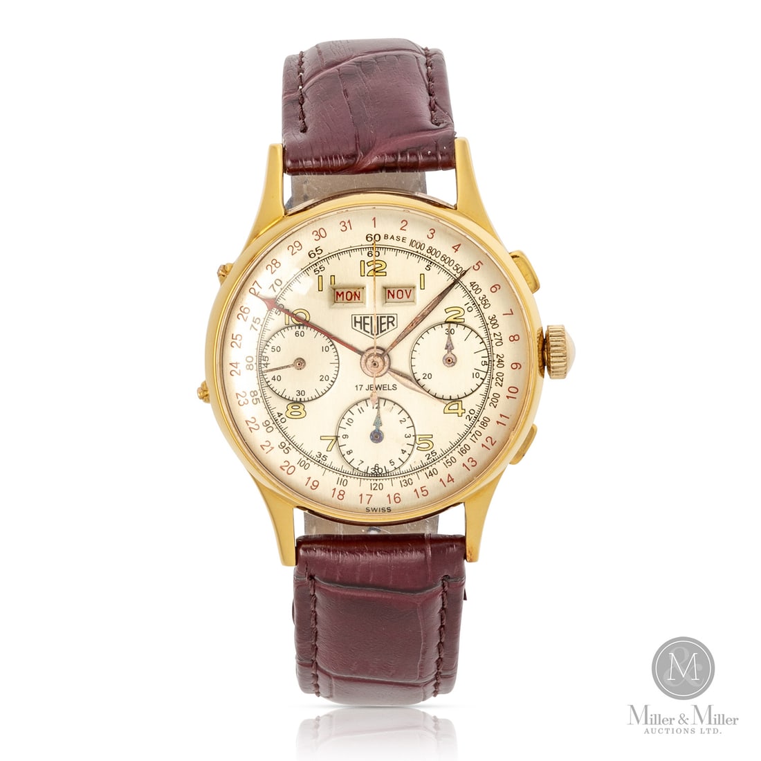 Heuer, "Pre-Carrera" Triple Date Chronograph: Swiss. Gold-plated. Steel caseback. The Heuer Triple Date Chronograph, widely recognized as a "Pre-Carrera" classic, represents a pinnacle of mechanical complexity from an era when Heuer established