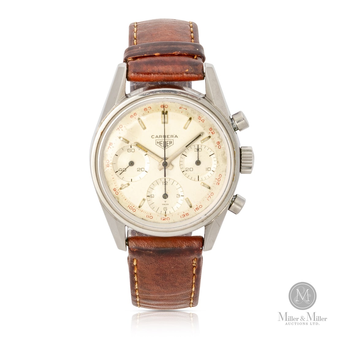 Heuer, Ref. 2447T Carrera Chronograph: Swiss. Stainless steel. The 1964 Heuer Carrera reference 2447T is an icon of motorsport horology, driven by the legendary Valjoux 72 manual-wind column-wheel chronograph movement. This coveted