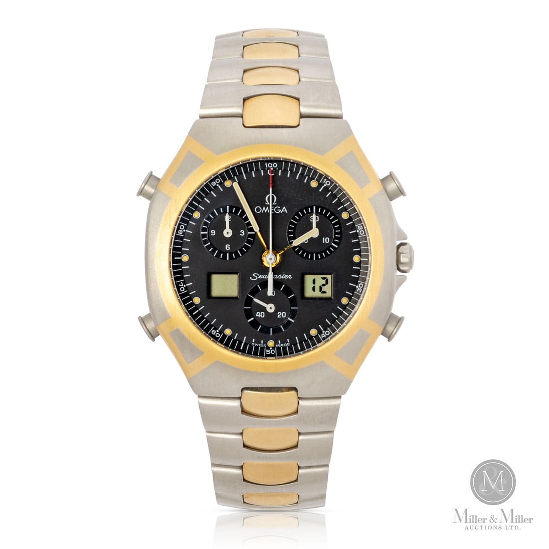 Omega, Ref. 3881231.1 Seamaster "Polaris": Swiss. Stainless steel with gold-capped center links. Gold inlay case. The Omega Seamaster "Polaris", powered by the calibre 1670, is a definitive design icon of the 1980s, designed by the legendary G