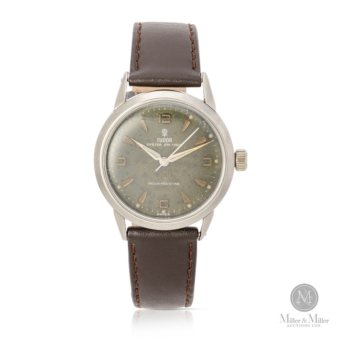 Tudor, Oyster Air-Tiger Shock-Resisting: Swiss. Stainless steel. The Tudor Oyster Air-Tiger is a rare and evocative member of the "Air" series of watches, launched to commemorate the heroic pilots of the Battle of Britain. This model is