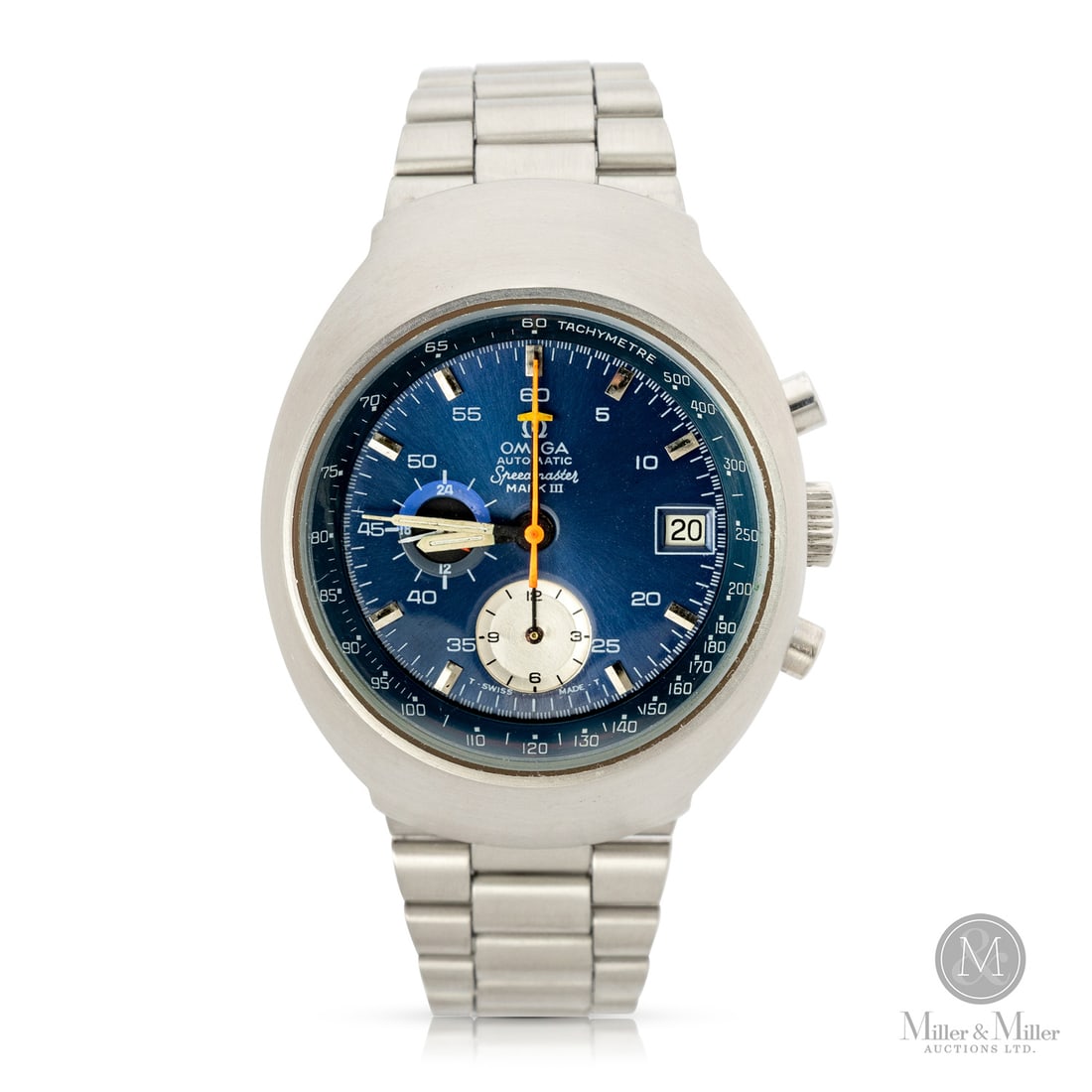 Omega, Ref. 176.002 Speedmaster Mark 3: Swiss. Stainless steel. Introduced in 1971, the Omega Speedmaster Mark III marked a revolutionary turning point for the brand, serving as the first automatic chronograph in the Speedmaster