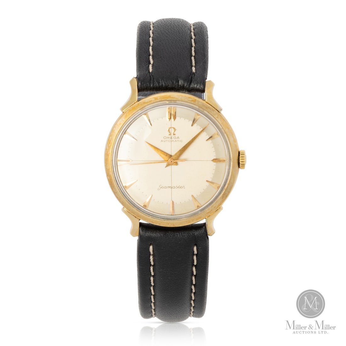 Omega, Ref. G-6239 Seamaster: Swiss. 14K gold-filled. The Omega Seamaster Reference G-6239 is a sophisticated representation of mid-century watchmaking, featuring a 14k gold-filled case. This model is powered by a "bumper"