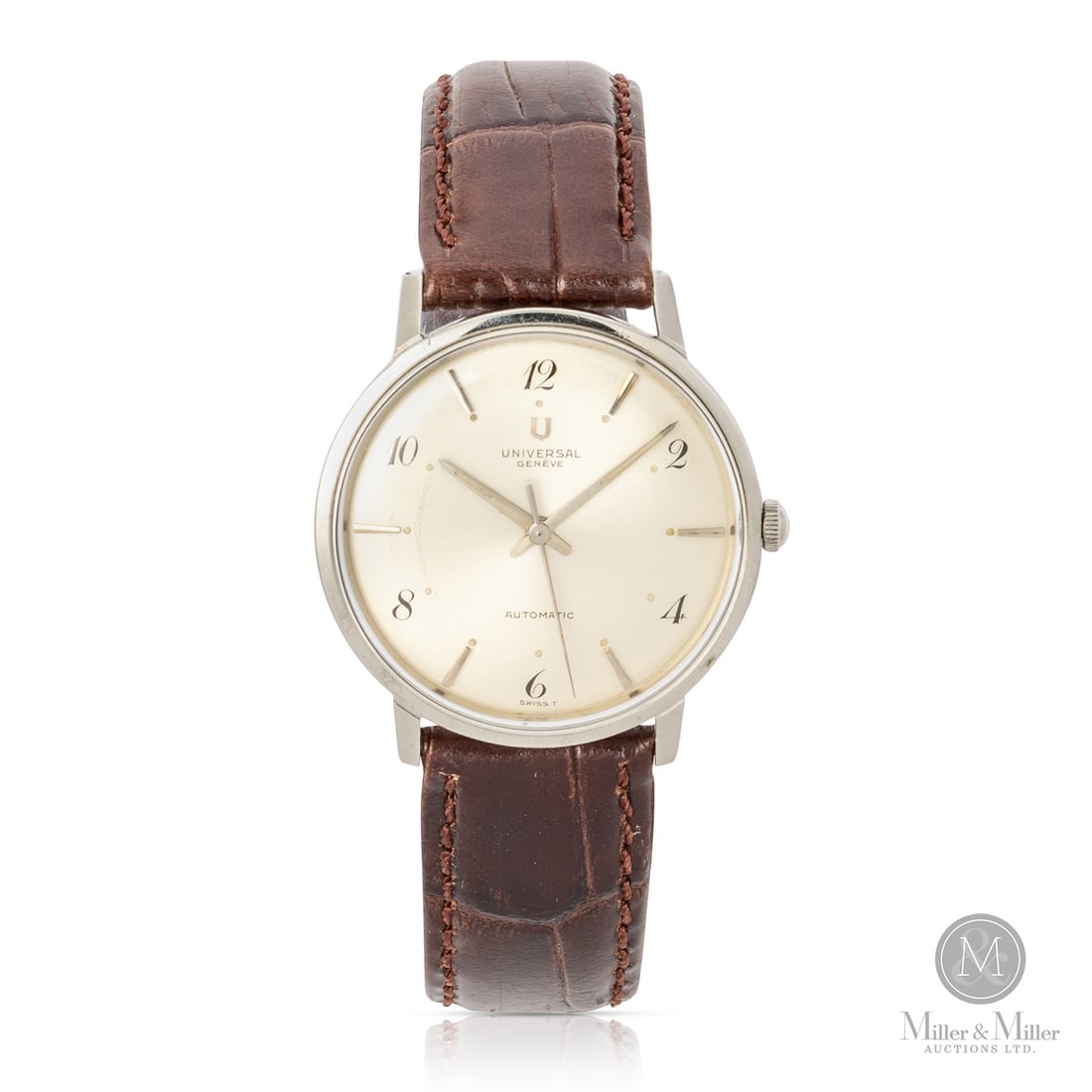 Universal Genève, Ref. 235101 Automatic: Swiss. Stainless steel. This Universal Genève Automatic is a superb example of the mid-century elegance. Housed in a durable and classic stainless steel case, the watch features a silver dial with
