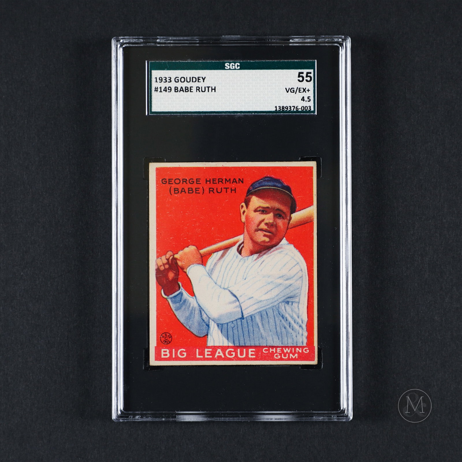 *PREVIEW LOT* 1933 Goudey #149 Babe Ruth SGC 4.5 (1 of 1)