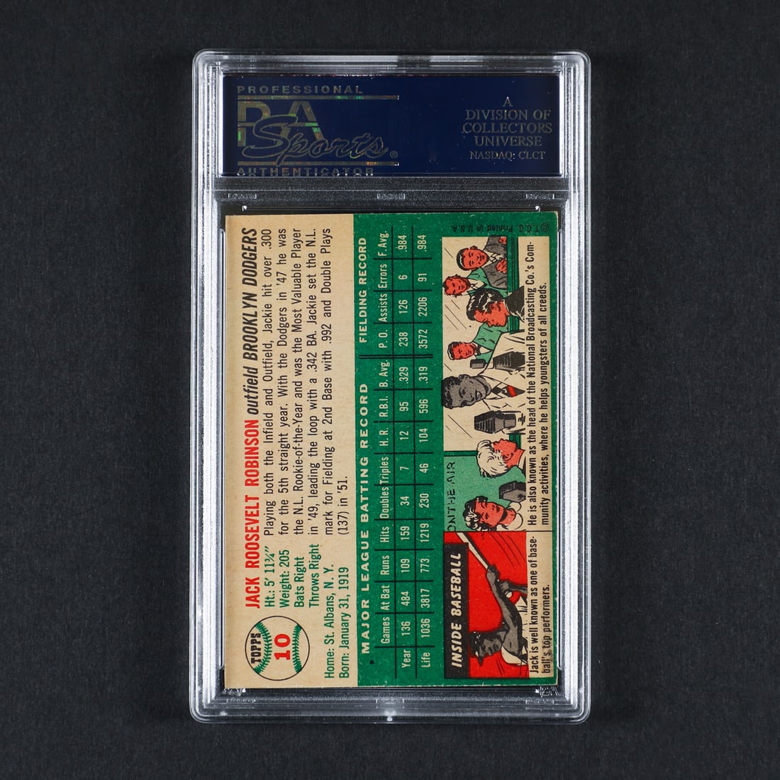 1954 Topps #10 Jackie Robinson (PSA 6 EX-MT) - 2