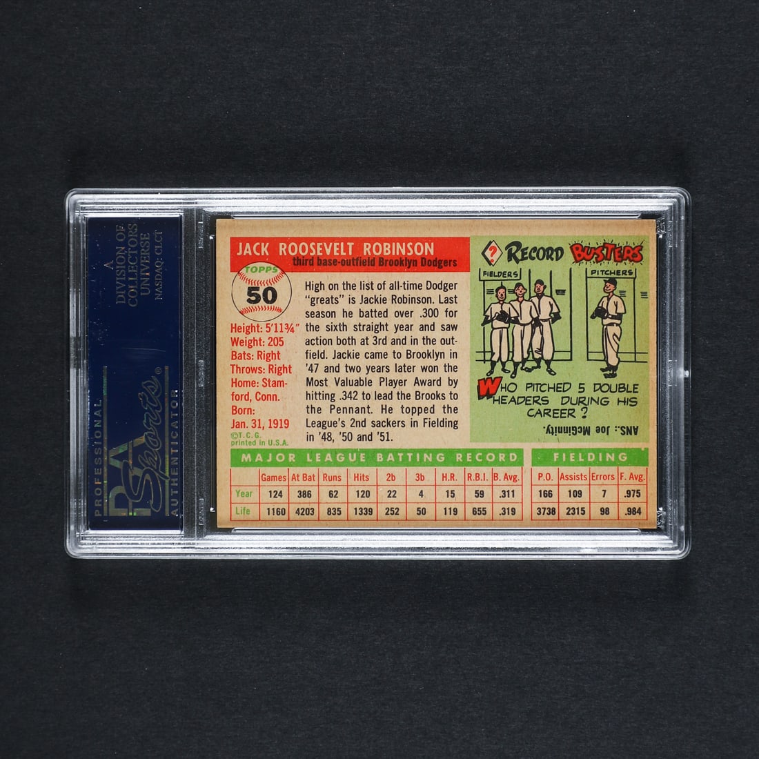 1955 Topps #50 Jackie Robinson (PSA 6 EX-MT) - 2