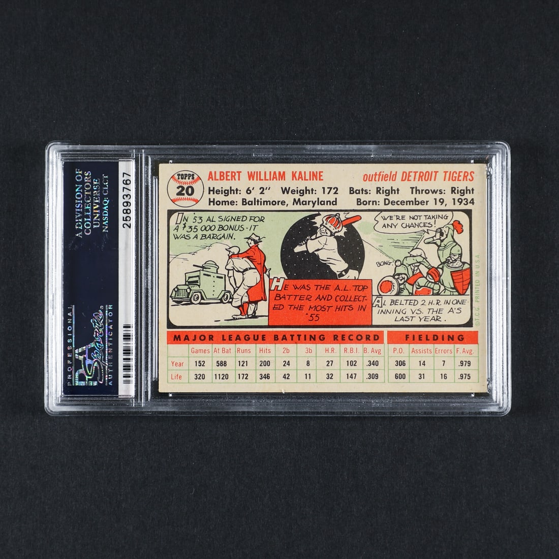 1956 Topps #20 Al Kaline (PSA 6 EX-MT) - 2