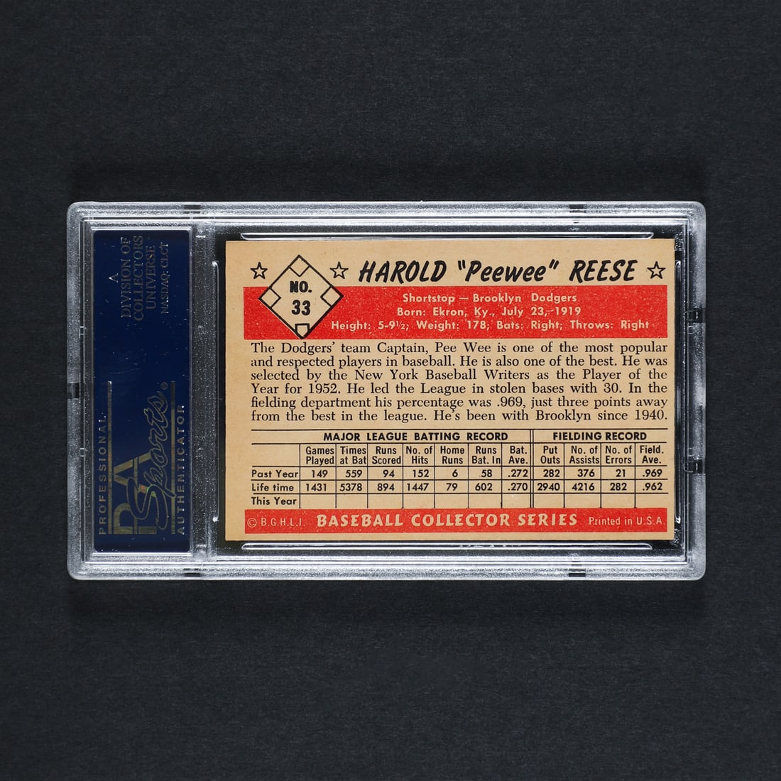 1953 Bowman #33 Pee Wee Reese (PSA 7 NM) - 2