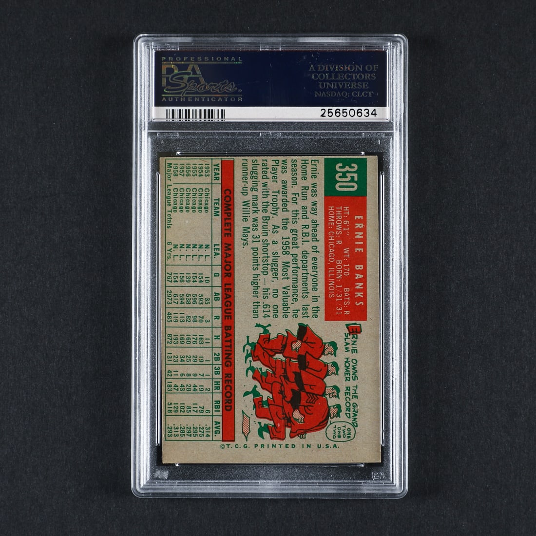 1959 Topps #350 Ernie Banks (PSA 5 EX) - 2