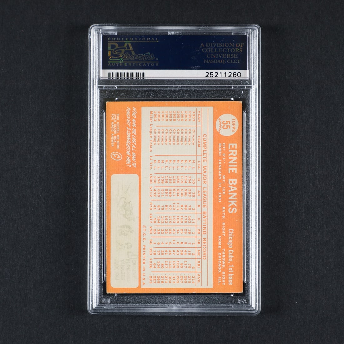 1964 Topps #55 Ernie Banks (PSA 5 EX) - 2