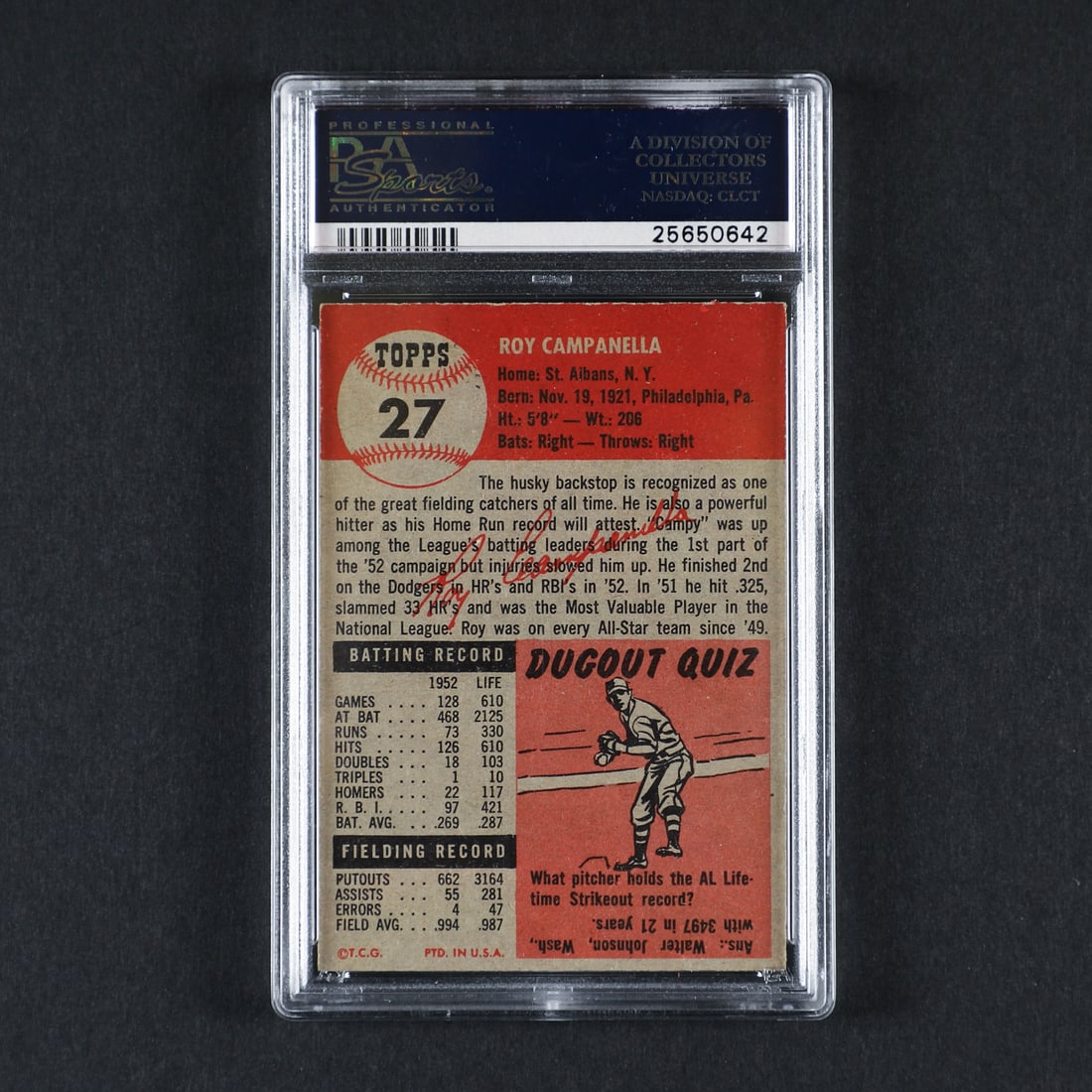 1953 Topps #27 Roy Campanella (PSA 5 EX) - 2