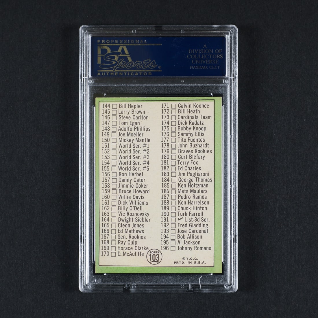 1967 Topps #103 Checklist (PSA 8 NM-MT) - 2
