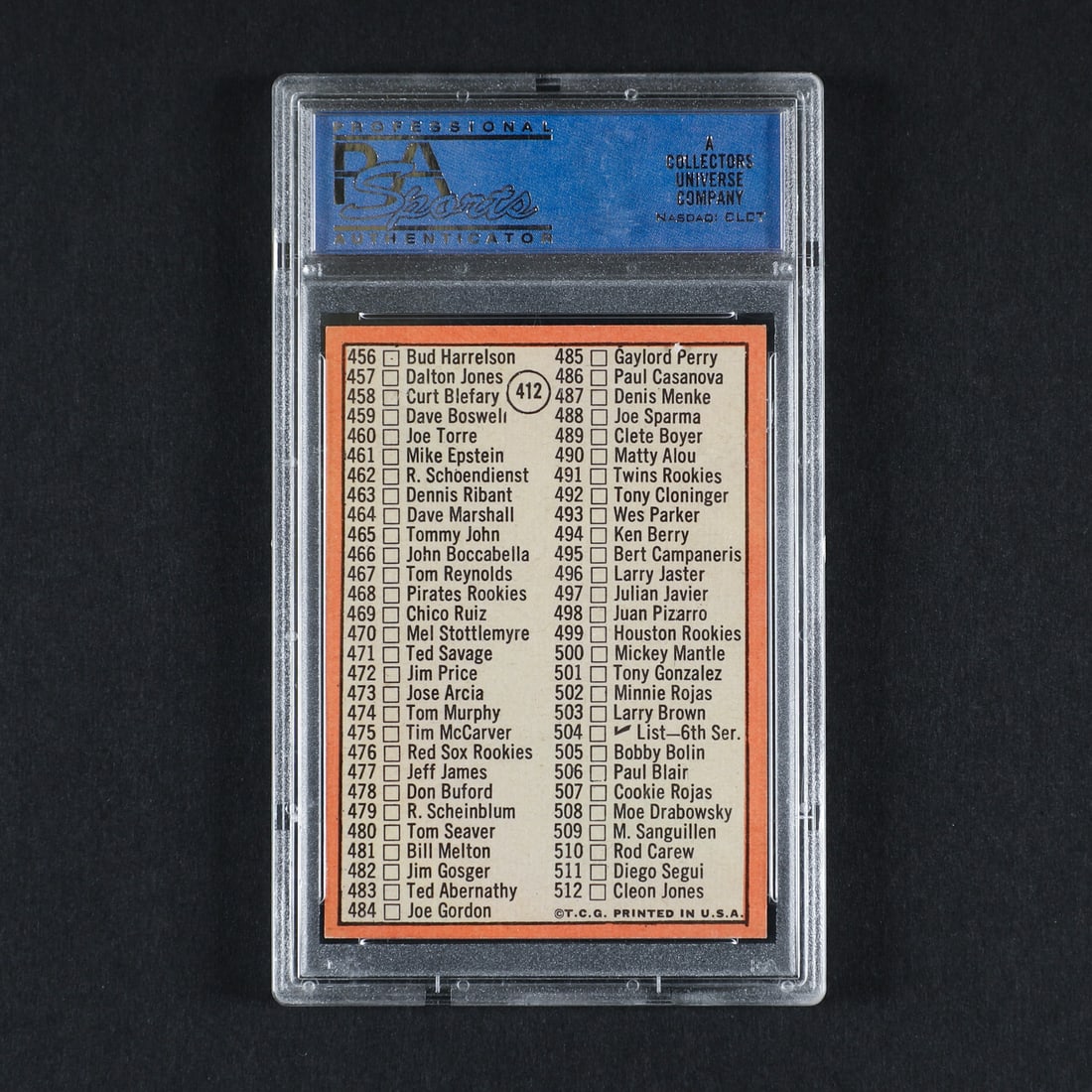 1969 Topps #412 Checklist (PSA 8 NM-MT) - 2