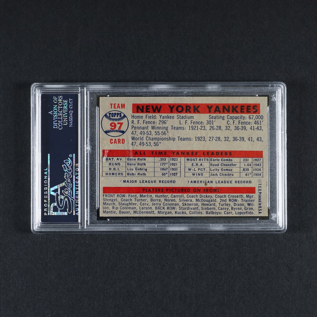 1957 Topps #97 New York Yankees Team (PSA 8 NM-MT) - 2