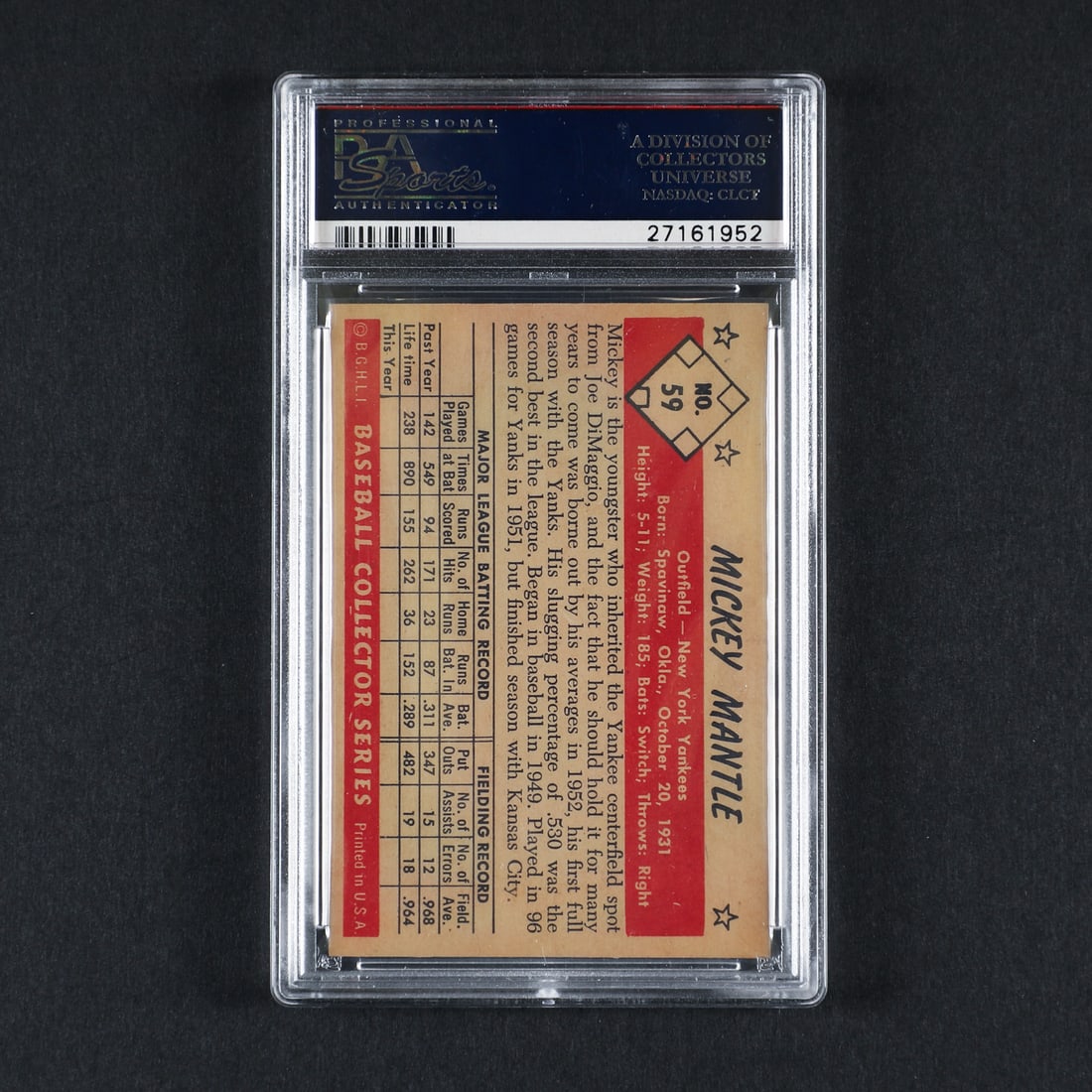1953 Bowman #59 Mickey Mantle (PSA 7 NM) - 2
