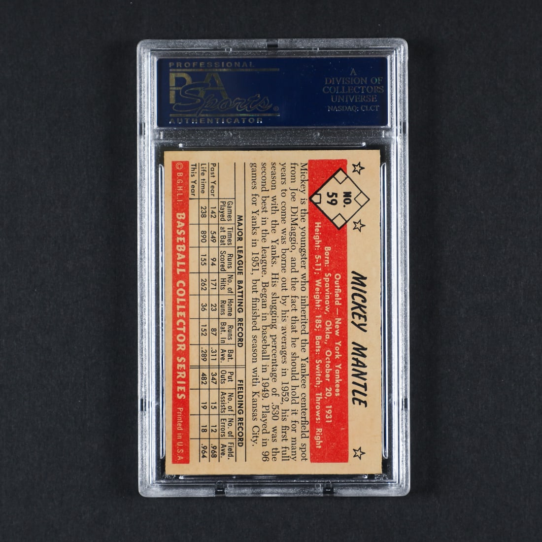 1953 Bowman #59 Mickey Mantle (PSA 6 EX-MT) - 2