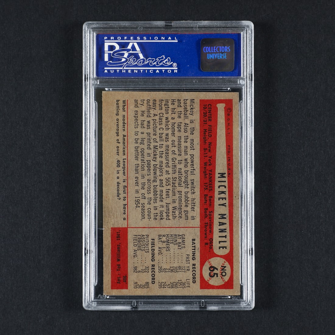 1954 Bowman #65 Mickey Mantle (PSA 7 NM) - 2