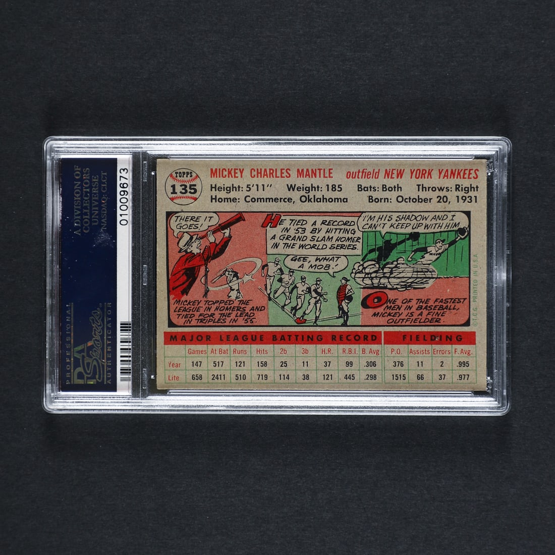 1956 Topps #135 Mickey Mantle (Grey Back) (PSA 7 NM) - 2