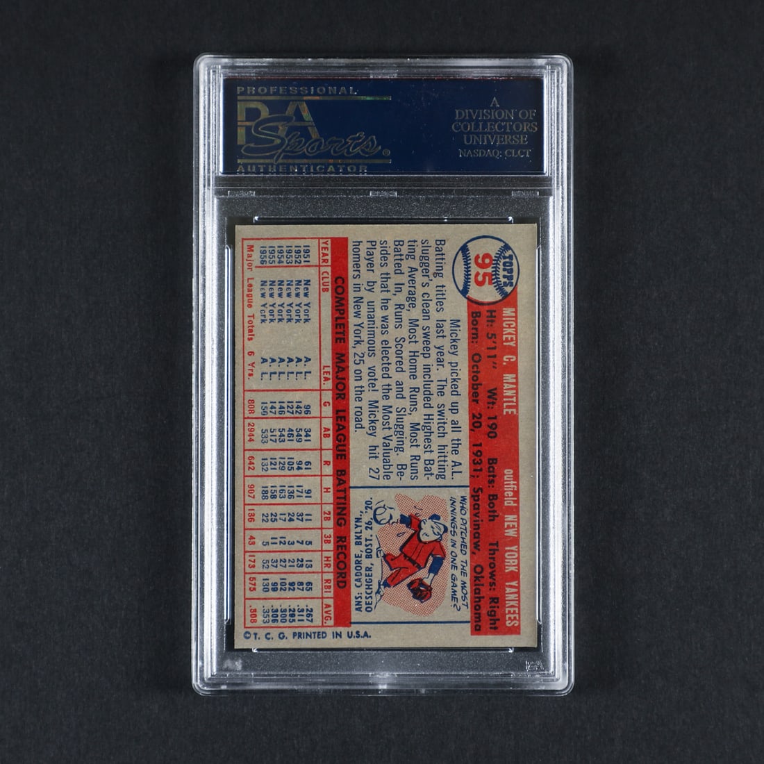 1957 Topps #95 Mickey Mantle (PSA 7 NM) - 2