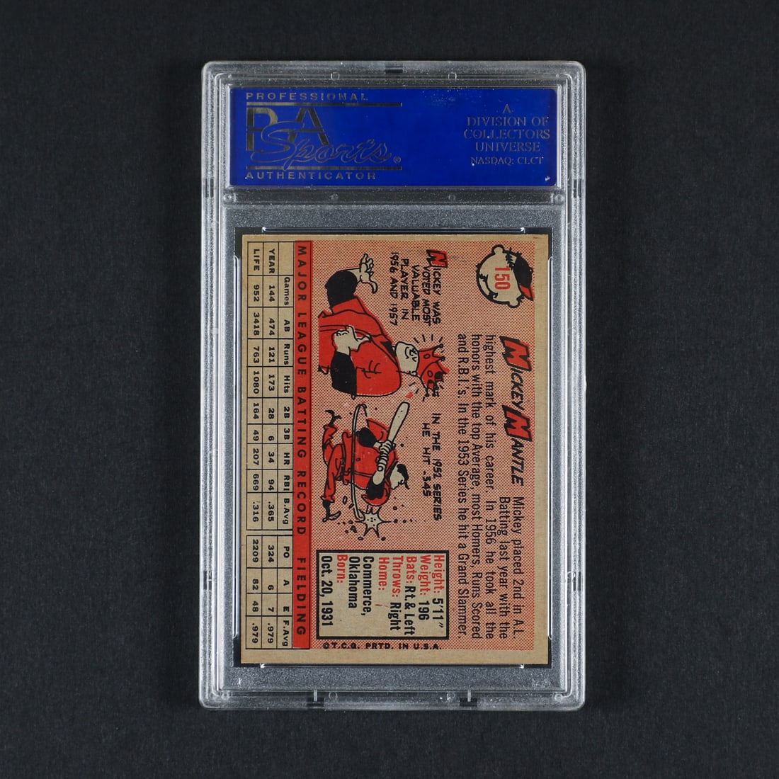 1958 Topps #150 Mickey Mantle (PSA 7 NM) - 2