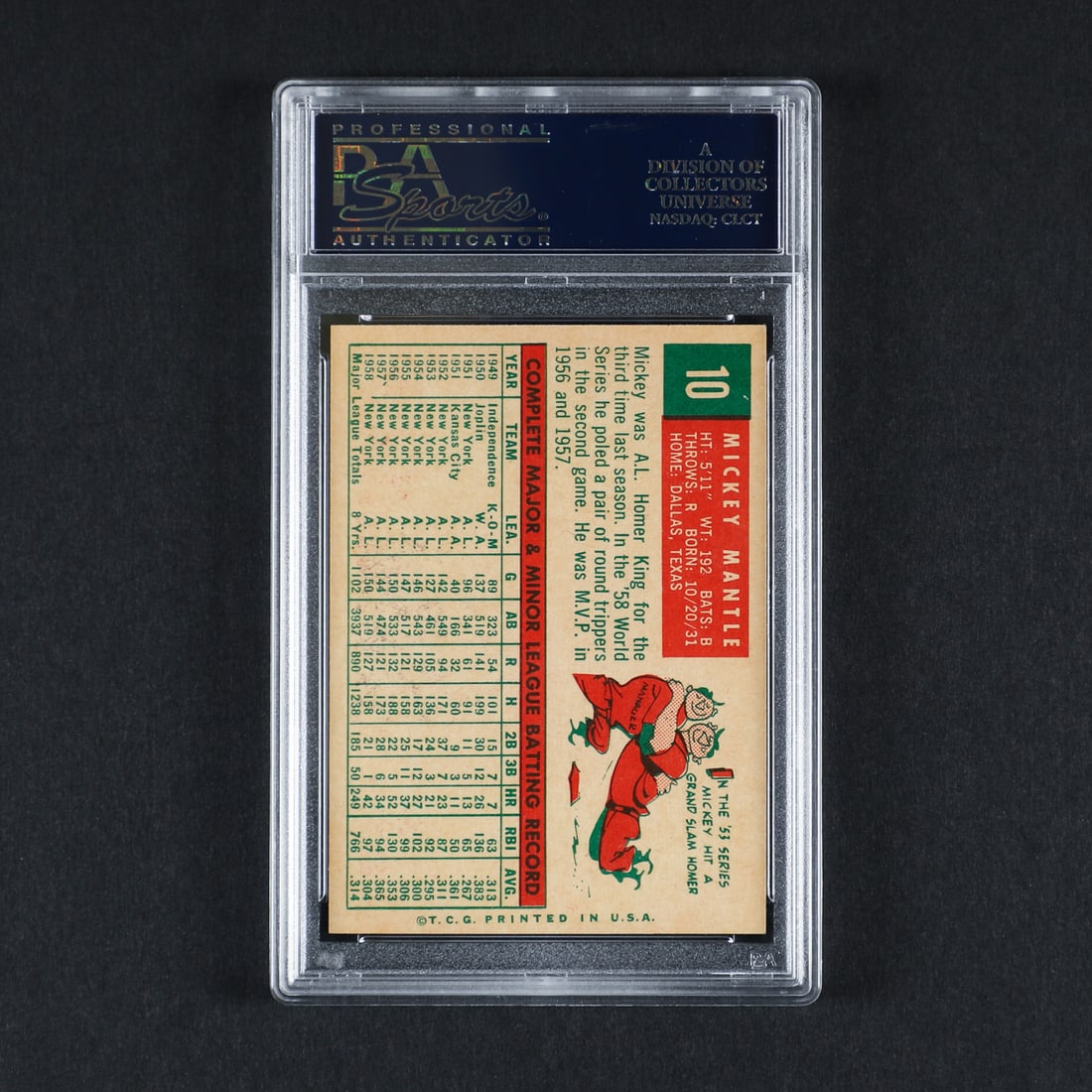 1959 Topps #10 Mickey Mantle (PSA 7 NM) - 2
