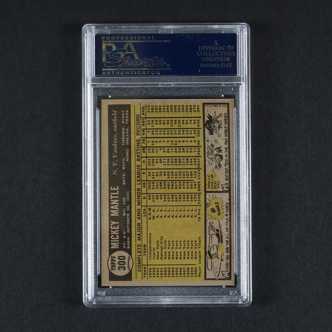 1961 Topps #300 Mickey Mantle (PSA 7 NM) - 2