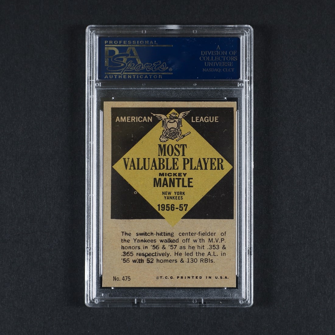 1961 Topps #475 Mickey Mantle (PSA 7.5 NM+) - 2