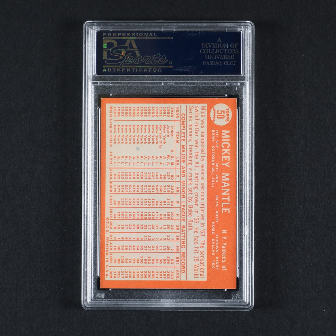 1964 Topps #50 Mickey Mantle (PSA 7 NM) - 2