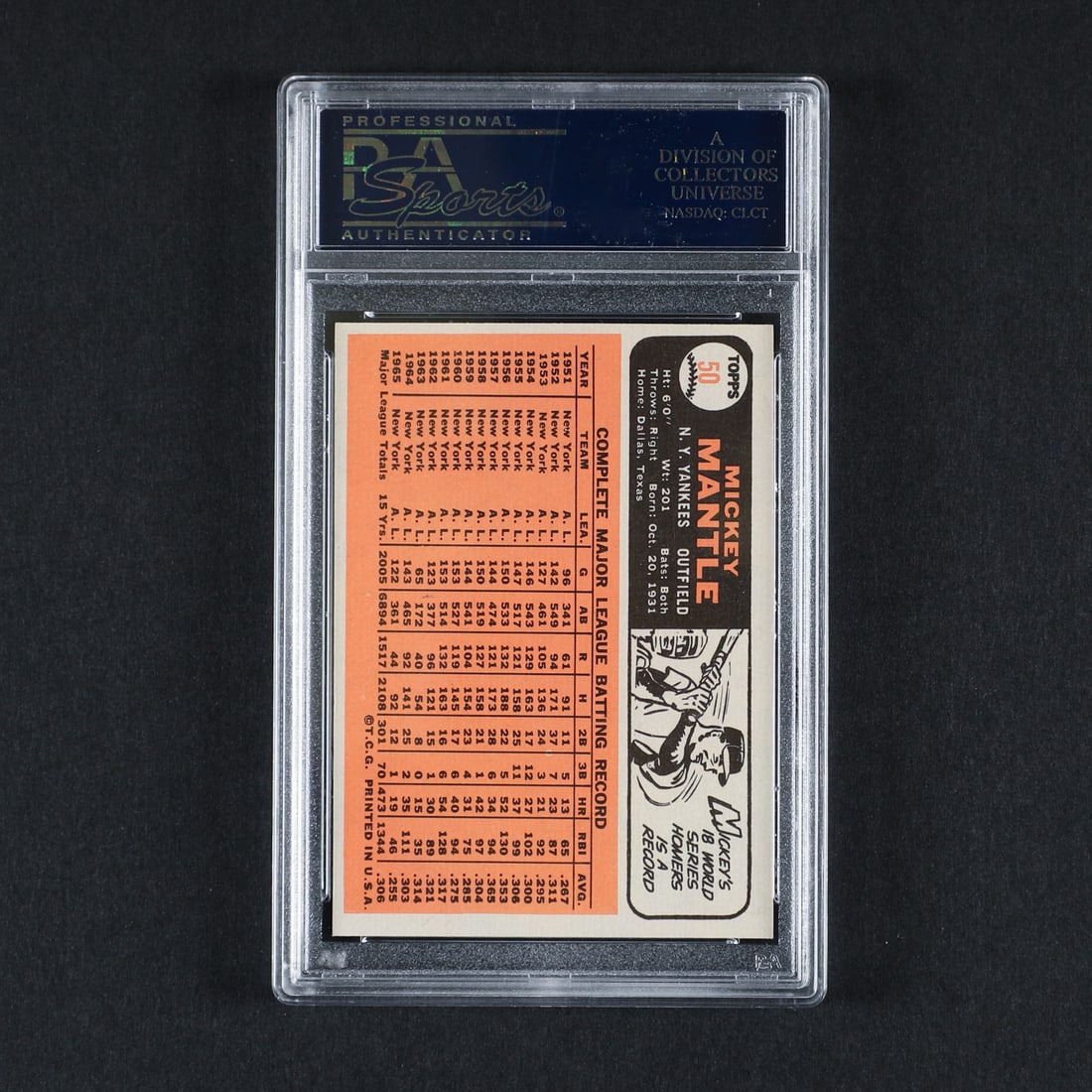 1966 Topps #50 Mickey Mantle (PSA 7 NM) - 2