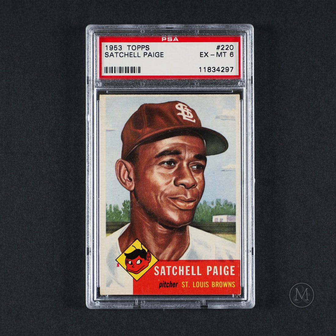 1953 Topps #220 Satchel Paige (PSA 6 EX-MT): Offered here is the 1953 Topps Satchel Paige card (#220). This issue is significant as a rare, high-number series release and represents Paige's final contemporary appearance on a mainstream Topps