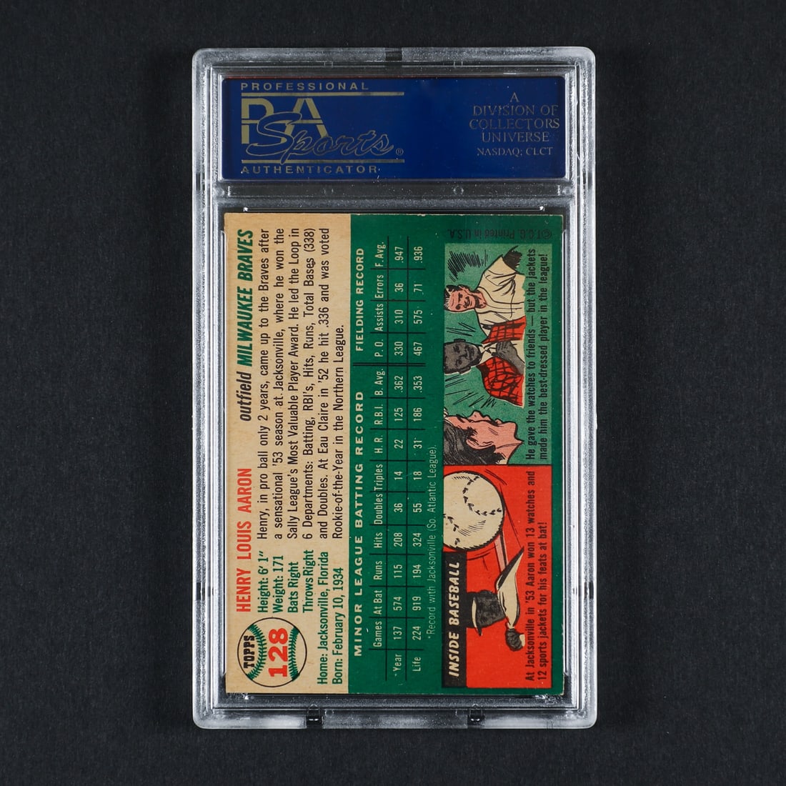 1954 Topps #128 Hank Aaron (PSA 6 EX-MT) - 2