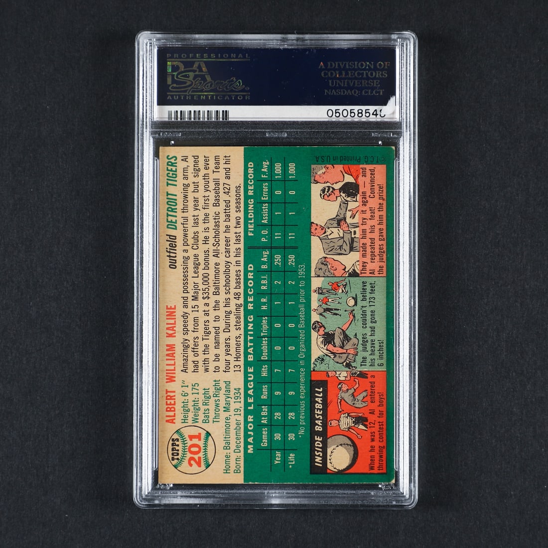 1954 Topps #201 Al Kaline (PSA 7 NM) - 2